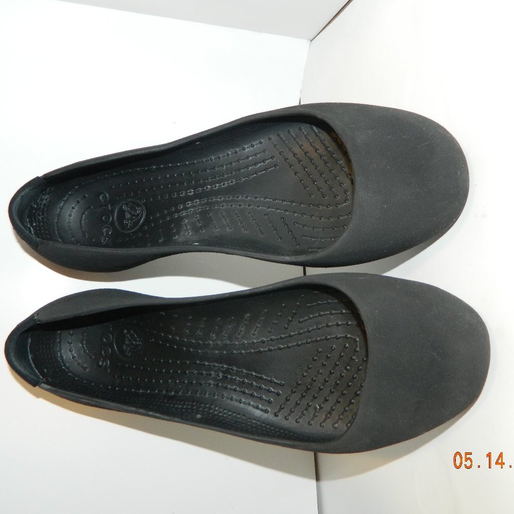 CROCS BLACK SUEDE -texture BALLET FLATS BLACK 9